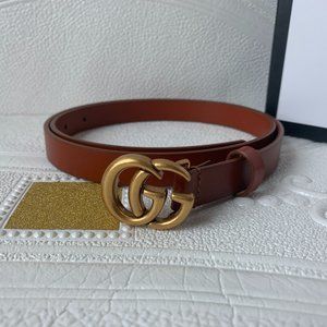 Leather belt with GG buckle